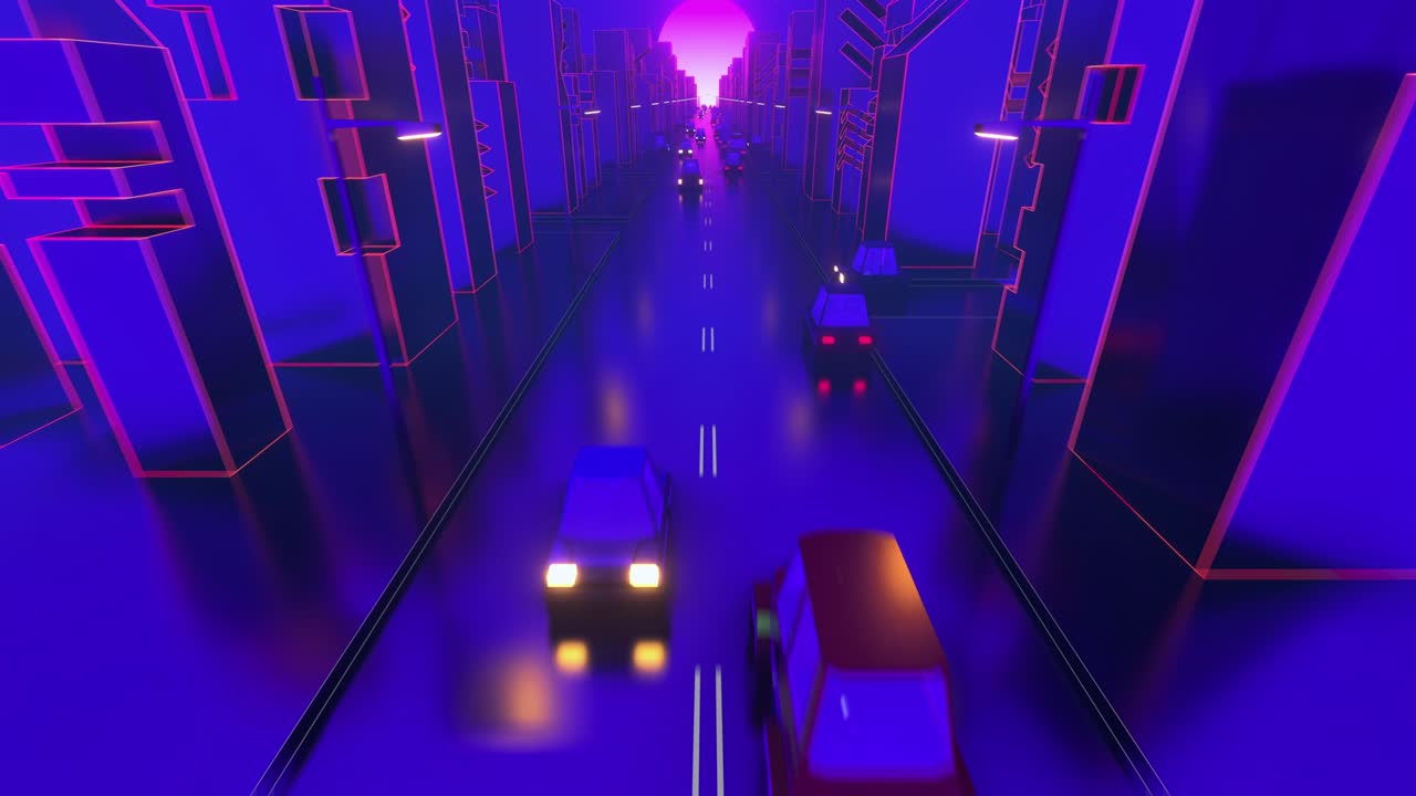 Retro City 80s Background Fantasy Day and Night Series. Loop able stock video