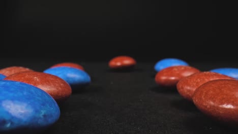 blue and red coated candies