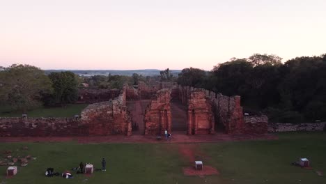 Aerial-pullback-reveal-of-san-ignacio-ruins-argentina-and-photoshoot