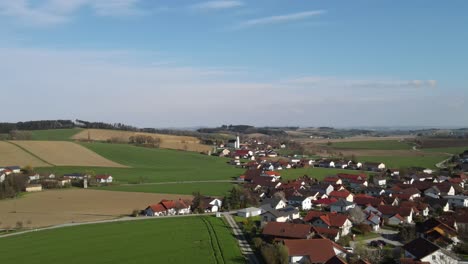 country side aerial view over small bavarian german village