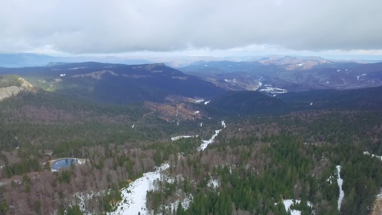Aerial view of the tourist sport, Ski area and recreational resort on the mountain Jahorina, Bosnia and Herzegovina