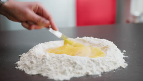 mix eggs and flour for the typical sweet food