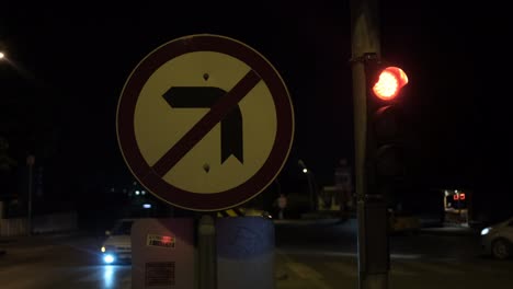 Left turn prohibited sign