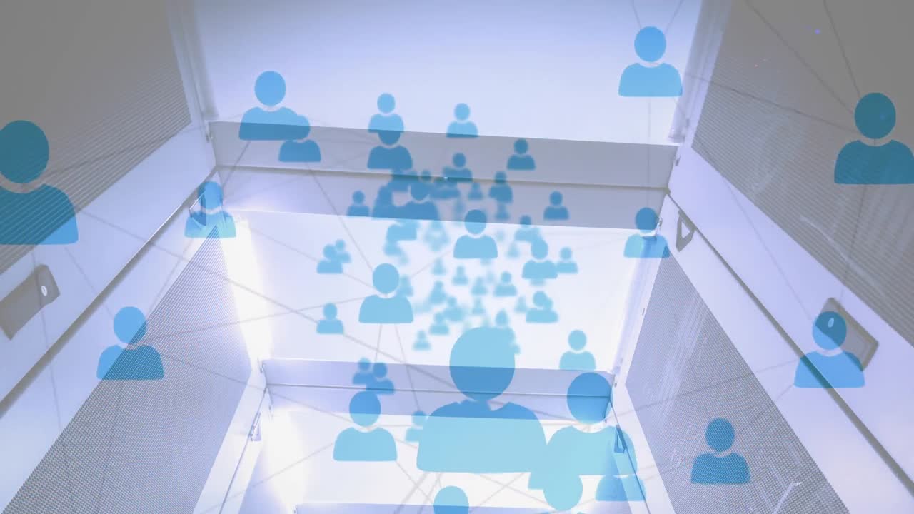 컴퓨터 서버를 통한 연결 네트워크의 애니메이션