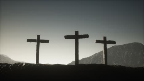 wooden crucifix cross at mountain