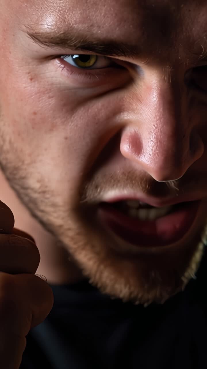 Determination Personified: A Close-Up Study of an Intense Male Figure Showcasing Focus and Power with a Serious Expression and Solid Stance