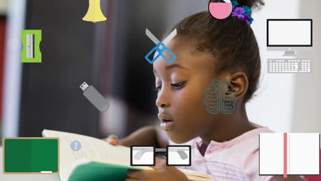 animation of back to school text over schoolgirl