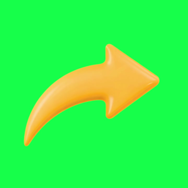 Animated Yellow Curved Arrow Pointing Upward on Green Screen