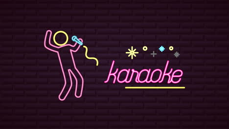 pared con etiqueta de karaoke de luz de neón