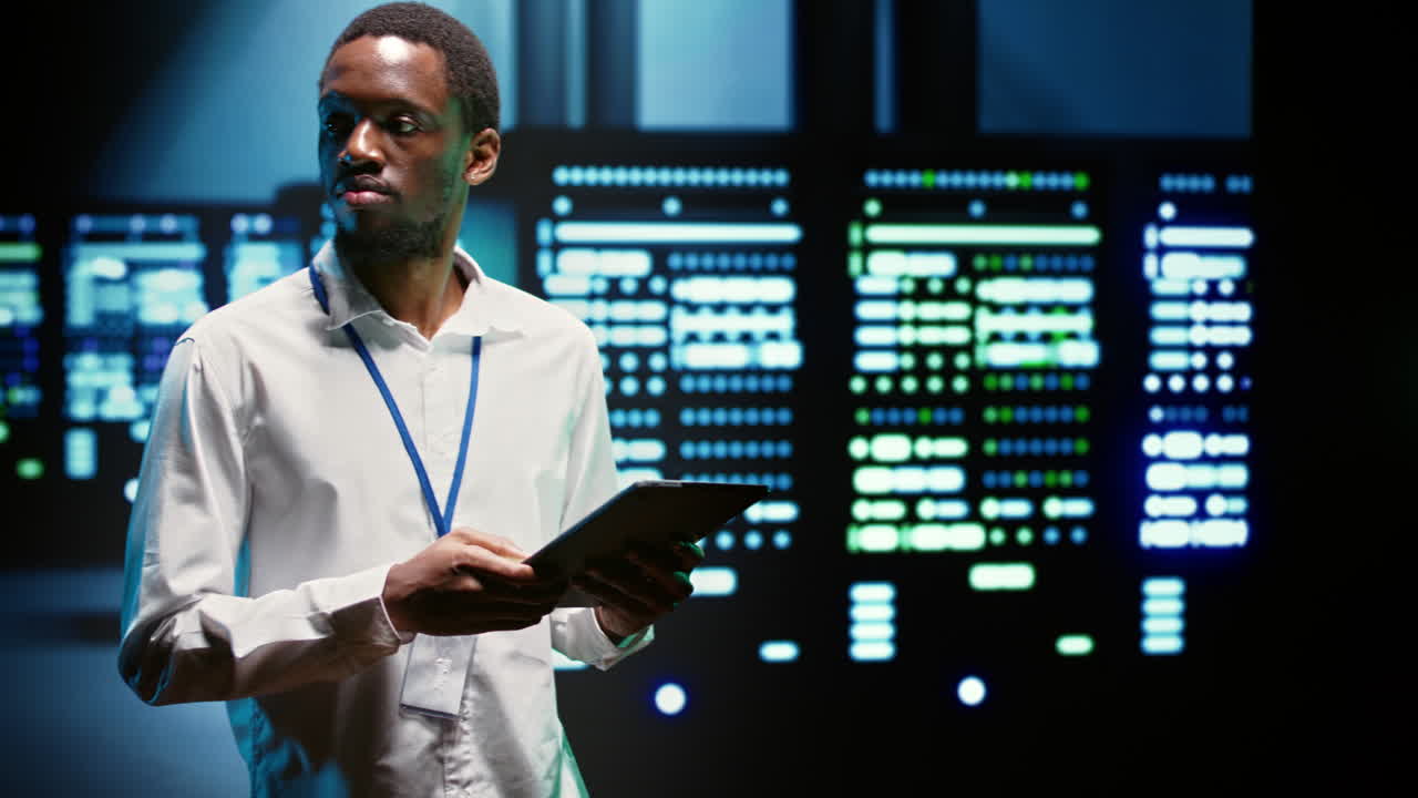 Serviceman in server hub