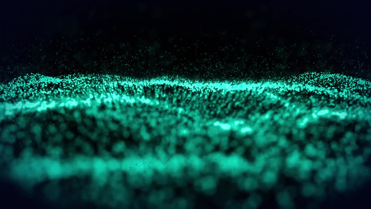 Animation of undulating landscape of contoured blue particles on black background