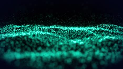 animación de un paisaje ondulado de partículas azules contorneadas sobre un fondo negro