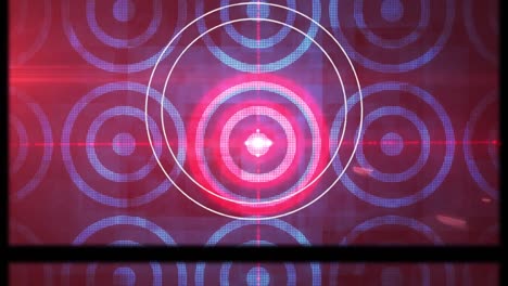 animación de círculos azules sobre fondo rojo