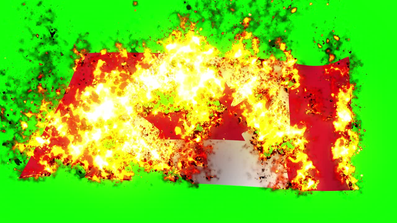 Kanadische Flagge in Flammen – brennende Animation
