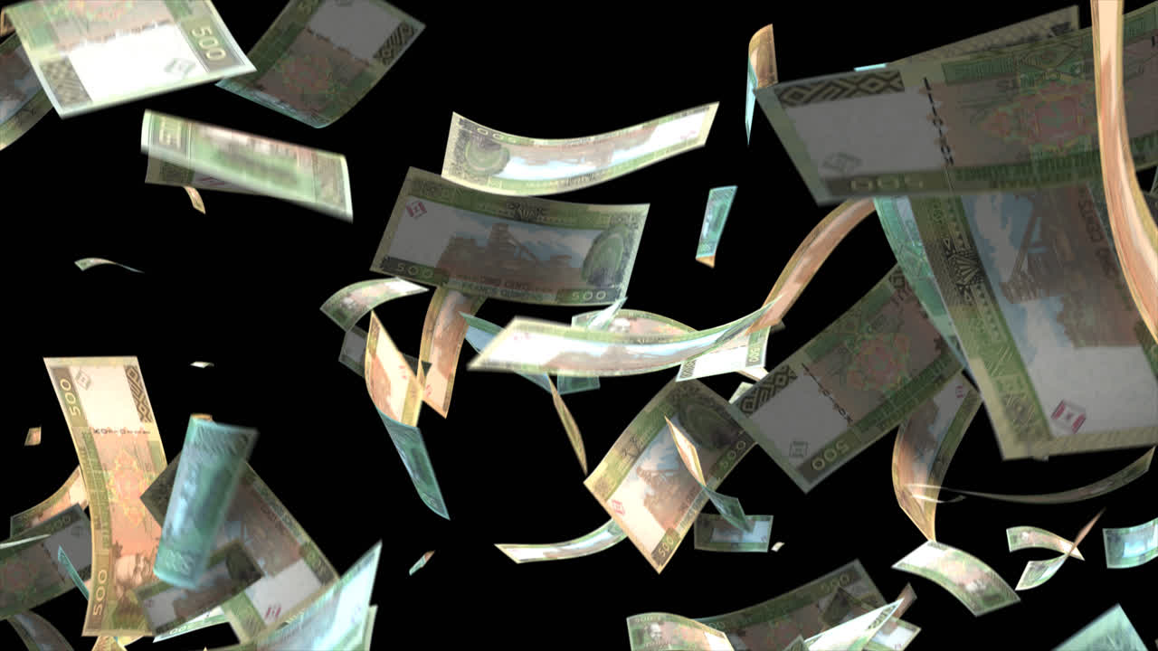 조지아 라리 지폐가 떨어집니다.