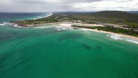 idyllic seascape in hastings point, new south wales, australia - aerial drone shot