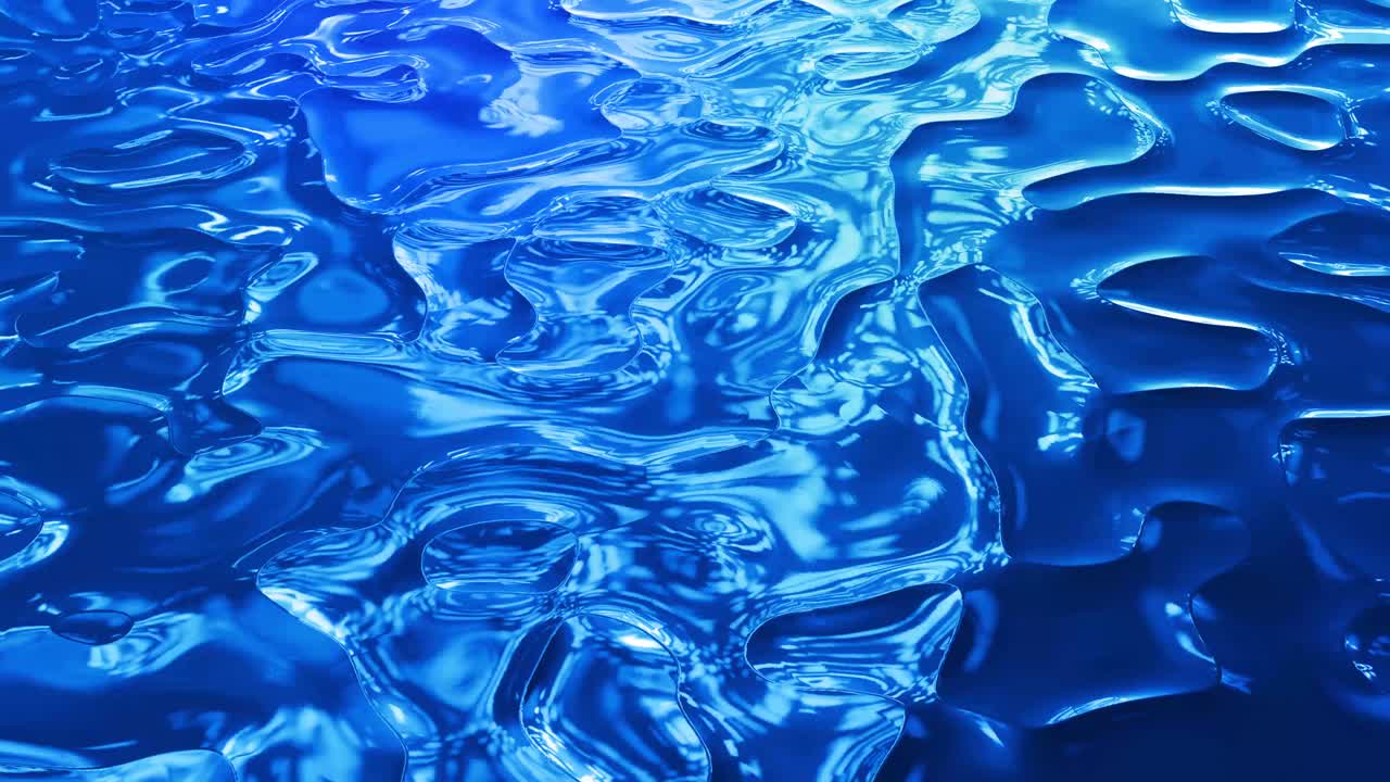 반이는 반이는 표면에 파란색 패턴을 가진 물결 모양의 추상적인 액체 배경; 포일 또는 반이는 유리 표면과 같은 점성 파란 액체; 아름다운 창의적인 축제 배경; 간단한 밝은 bg.