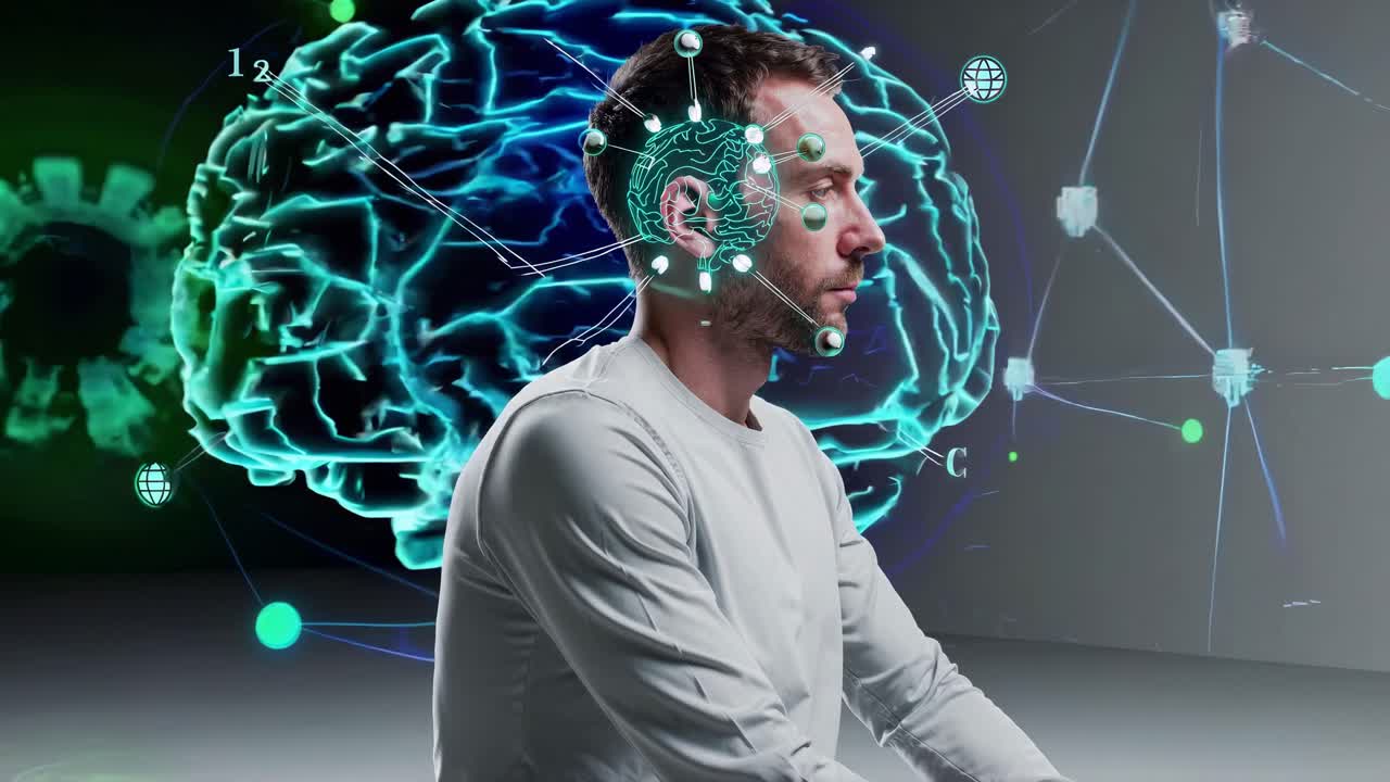 Man with Holographic Brain