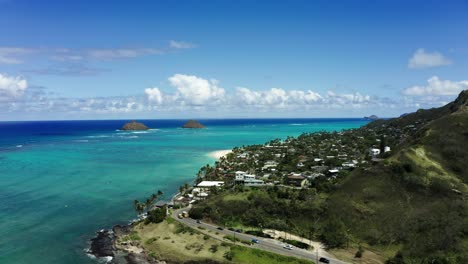 drone shot of kailua, hawaii's beautiful coastline