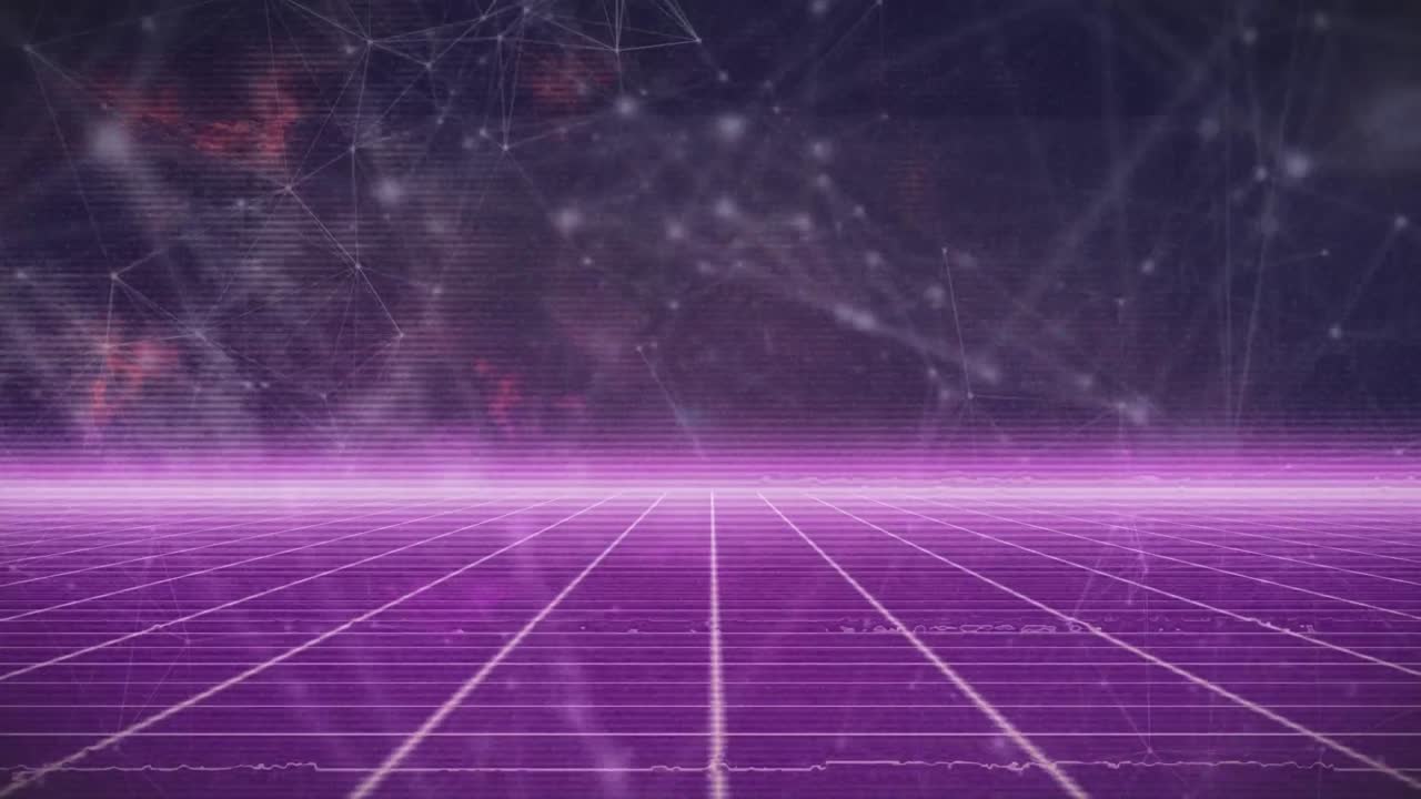 연결 네트워크를 통해 보라색 그리드의 애니메이션