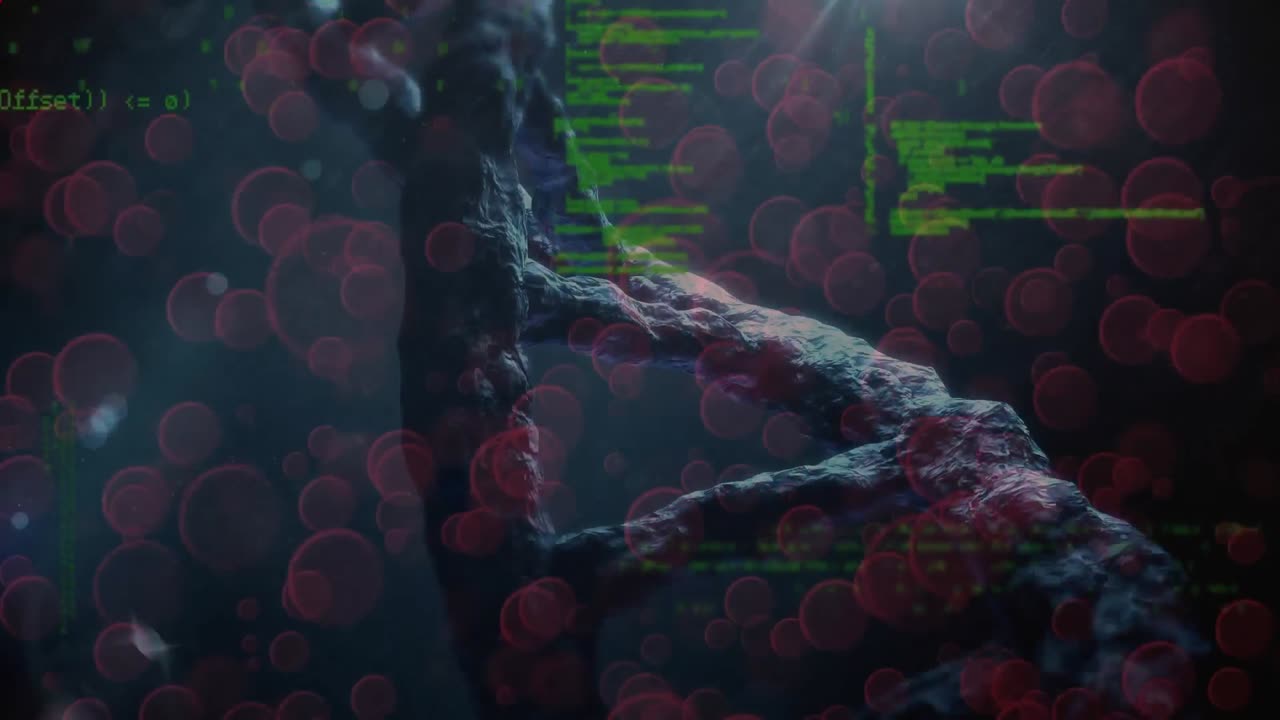 animación de la cadena de adn y procesamiento de datos