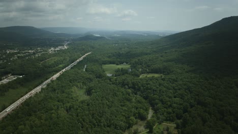aerial hyperlapse of the forest and train tracks by reflection riding in chattanooga, tn