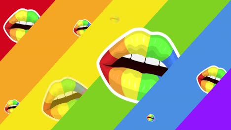 Animation-of-rainbow-mouths-over-rainbow-stripes
