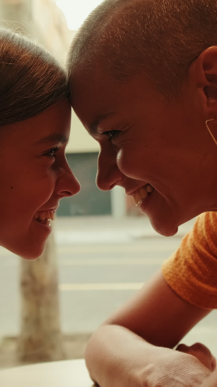 Happy Woman Smiling in a Cafe