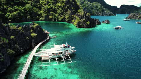 4k aerial drone view, twin lagoon, coron, palawan philippines