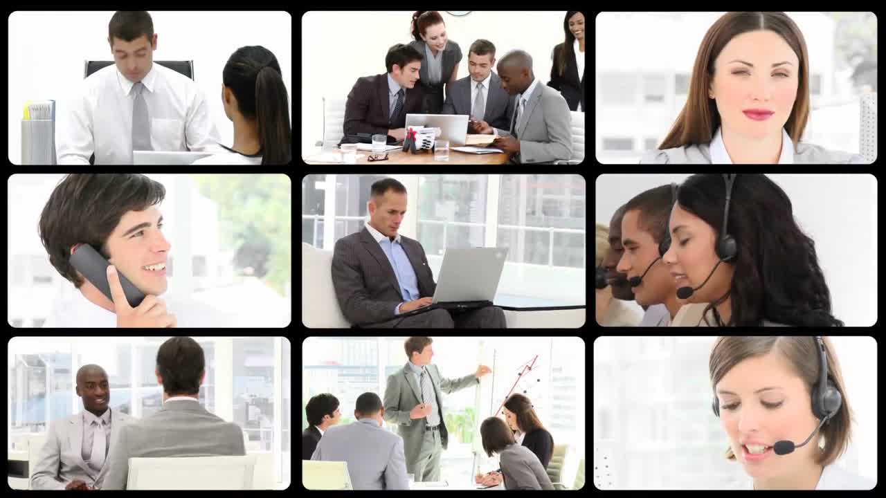 회사 가 일 하는 것 을 보여 주는 몽타지