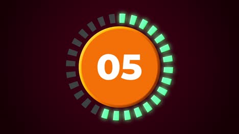 countdown clock timer animation motion graphics movement 10 seconds introduction visual effect abstract modern technology background universal 4k orange lime