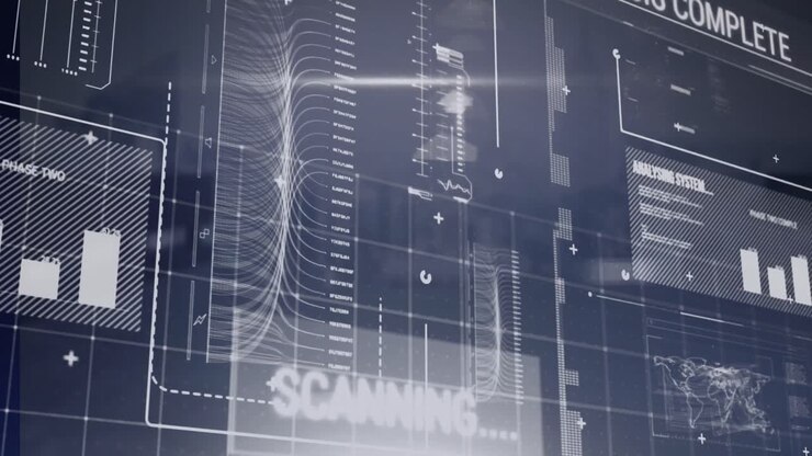 Animation of data processing over cityscape