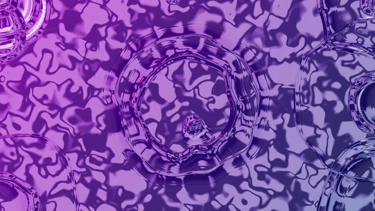 Abstract Liquid Circles Rippling on a Purple Gradient Background