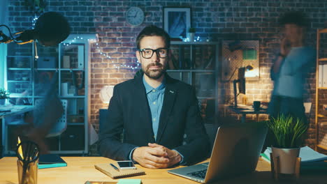 businessman working late in office