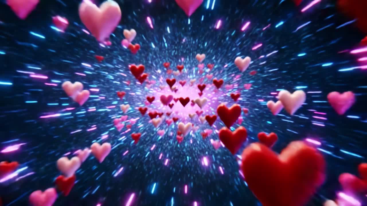 An Enthralling Journey Through a Universe of Love: A Captivating Scene Overflowing with Radiant Hearts and Energetic Colors that Emphasize the Beauty and Joy of Emotional Connections in a Dazzling Display