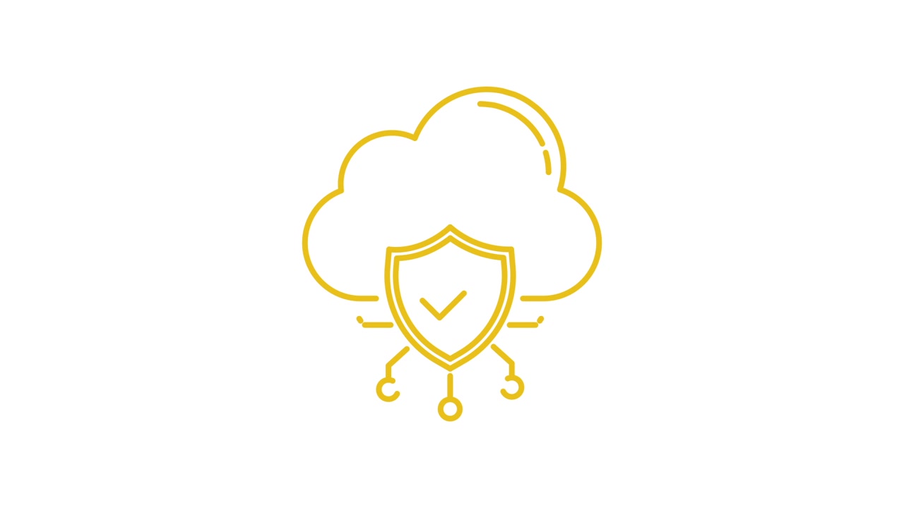 Icona Animata di Sicurezza Cloud con Scudo e Segno di Spunta