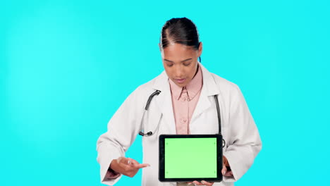 Tablet-green-screen,-talking