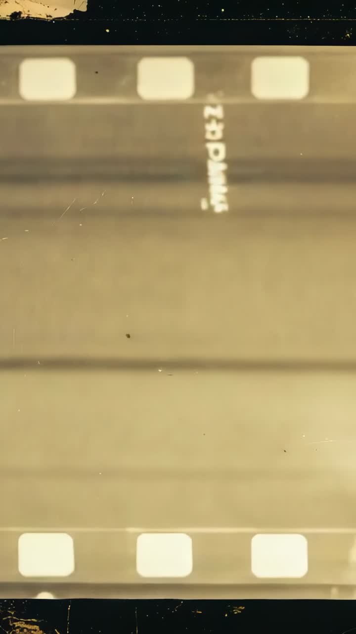 Vertical video: Animation starting film strip moving down in retro environment, evoking film effect