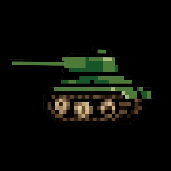 Carro armato in pixel art che ruota la sua torretta