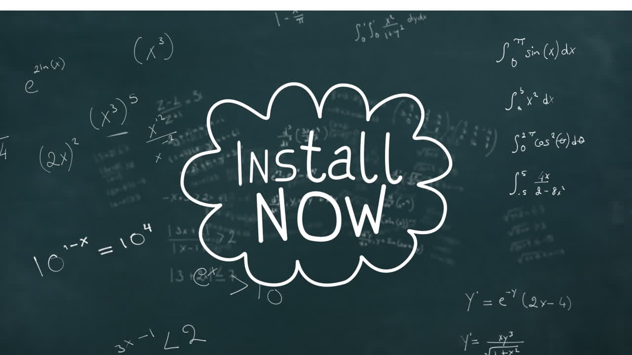 수학 공식과 함께 녹색 배경에 설치의 애니메이션