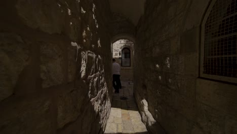 walking in the alleys of the historic city of jerusalem in israel