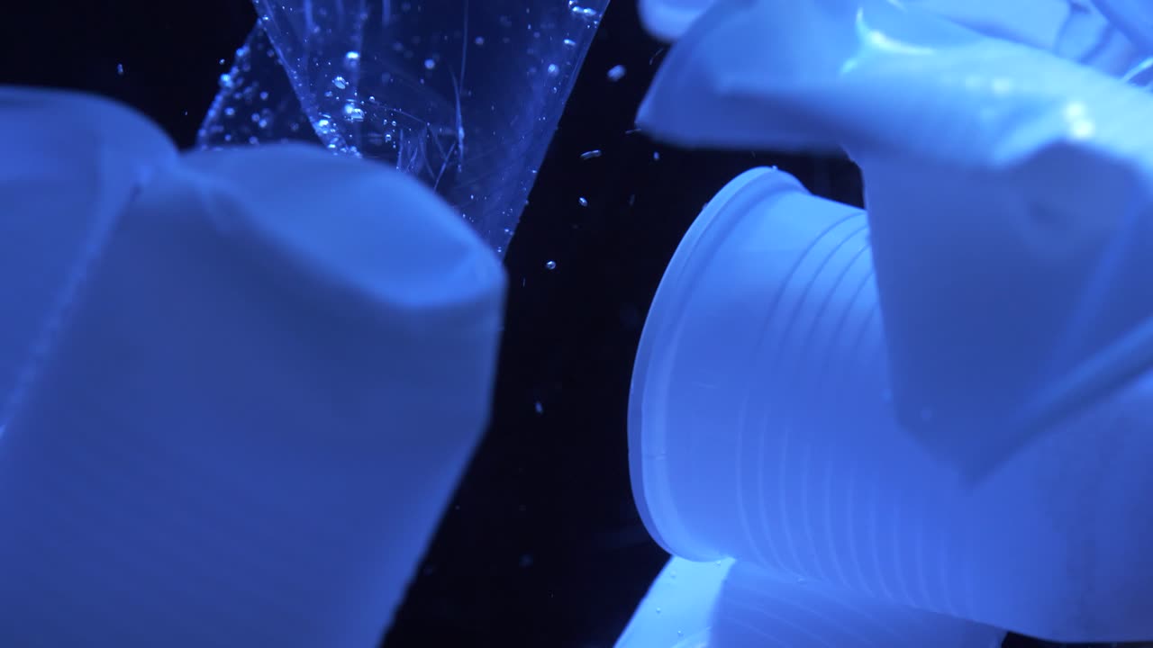 물에 떠있는 플라스틱 컵 4k