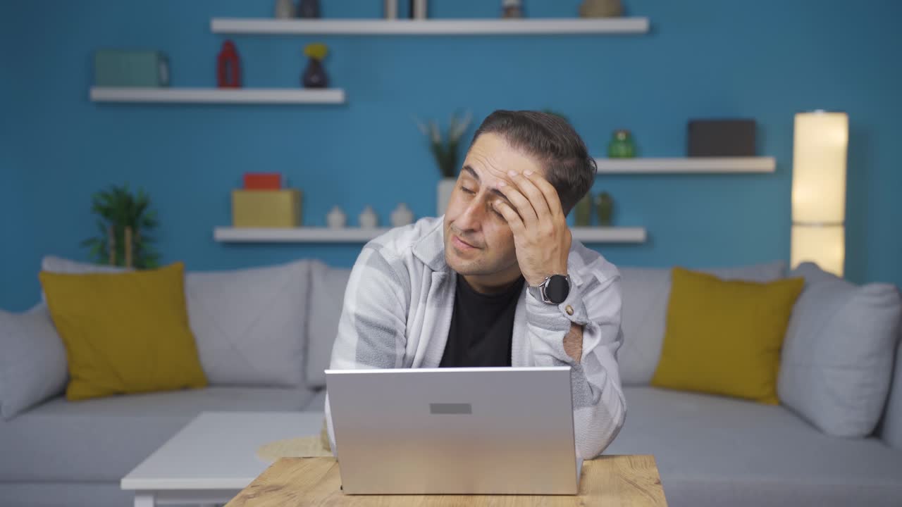 Confused man thinks and can't figure it out.