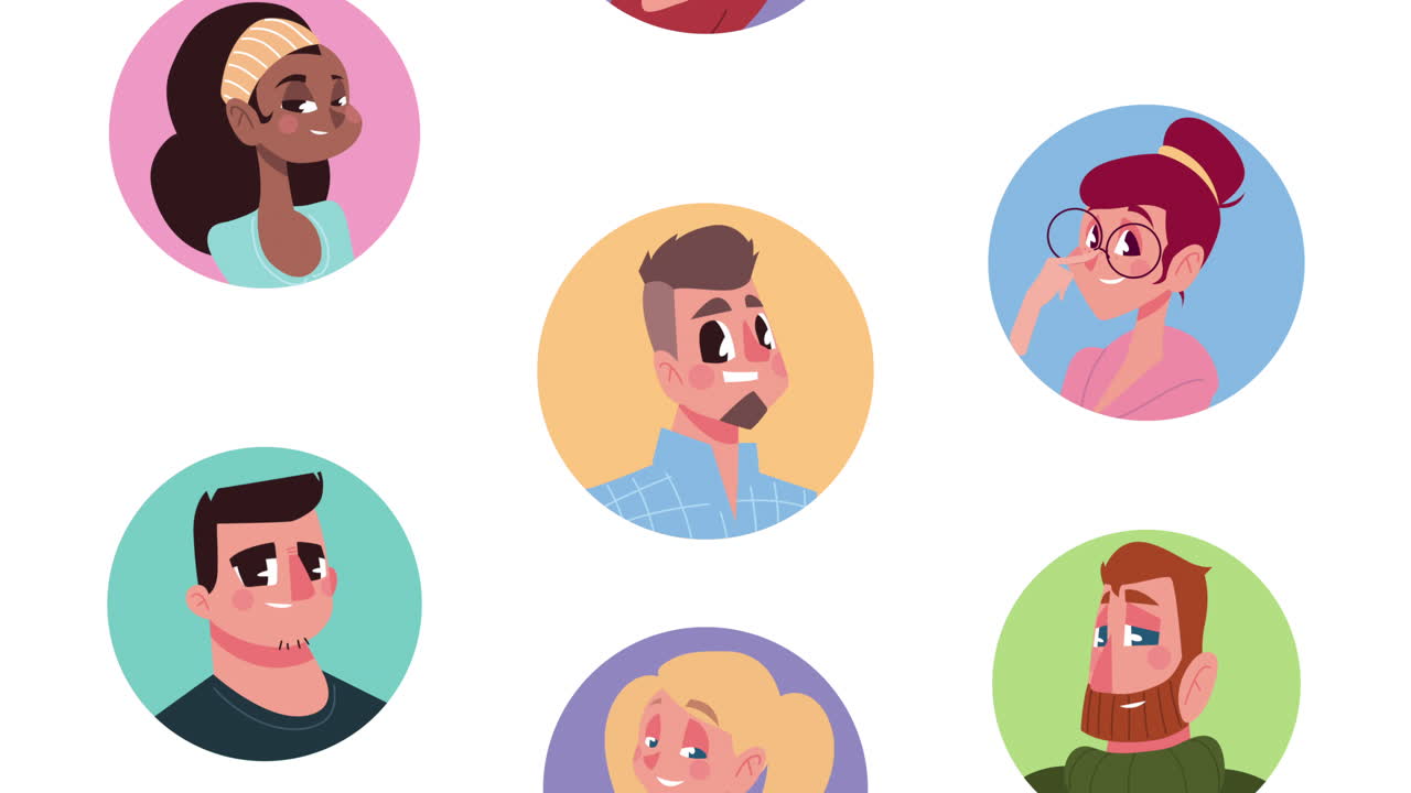 young interracial people characters animation