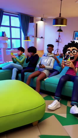 animated characters engaged with smartphones