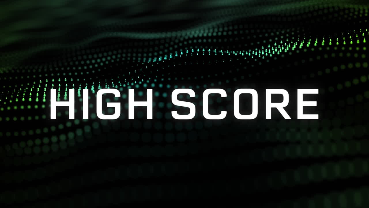 Animation of high score text and spots over black background
