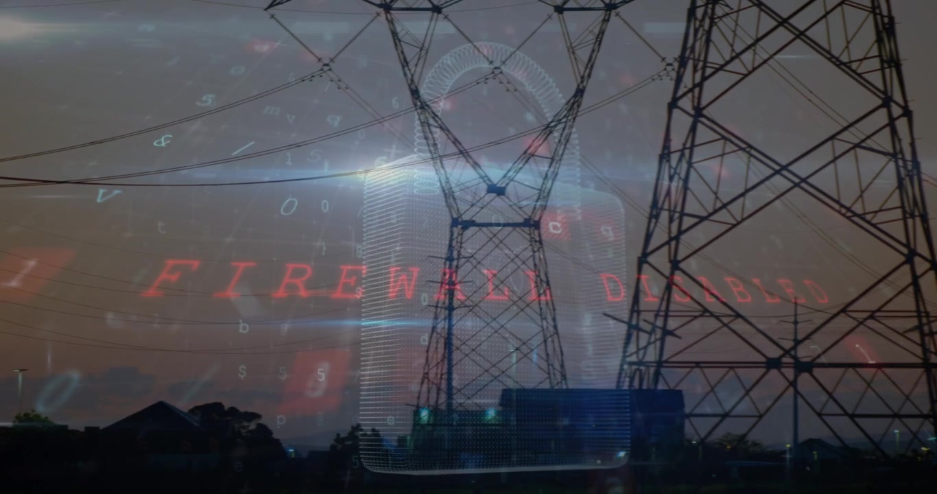 Cybersecurity Warning Overlay on Power Grid Infrastructure