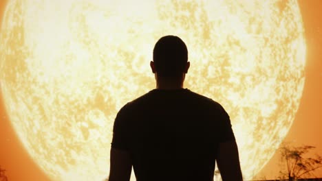 hombre contemplando el sol