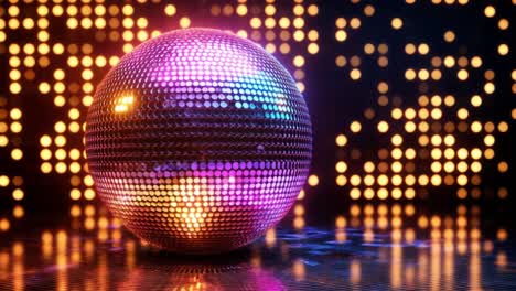 vibrant lights on disco ball. a colorful disco ball shines and reflects light in a dark venue, creating an energetic atmosphere for dancing.