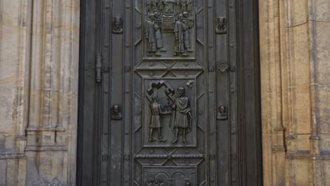 the majestic front door of metropolitan cathedral of saints vitus, wenceslaus and adalbert a roman catholic metropolitan cathedral in prague, czech republic